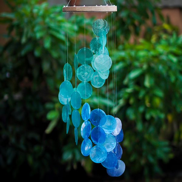 Blue Water Spiral Capiz Chimes