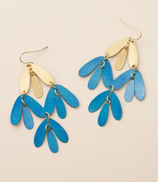 Blue Chameli Chandelier Earrings
