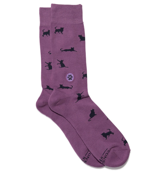 Socks that Save Cats - Purple/ Medium