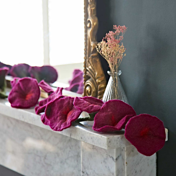 Purple Felt Flower Garland