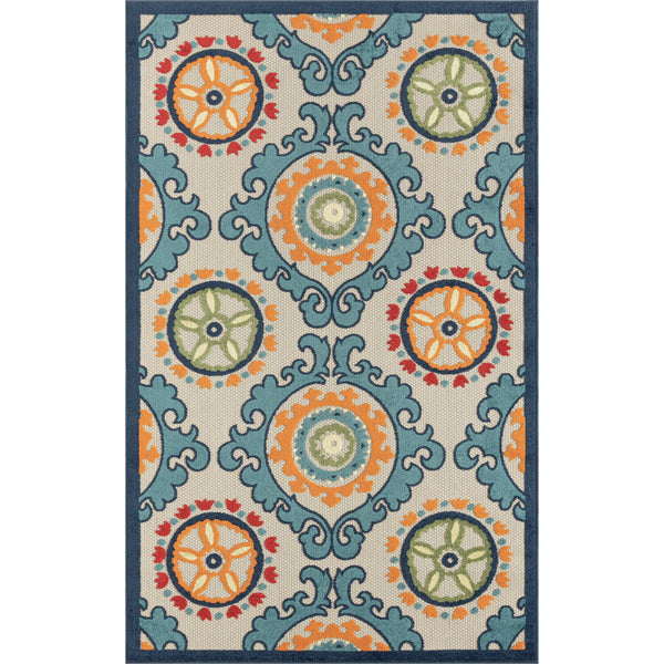 Suzani Medallion High-Low Indoor/Outdoor Area Rug