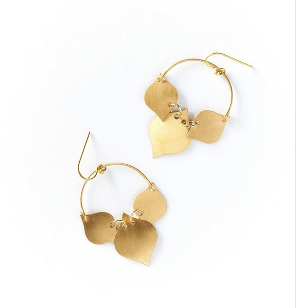 Chameli Drop Earrings with Gold Hoop and Leaves