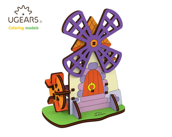 Windmill DIY Kids Mechanical Model for Coloring & Assembly
