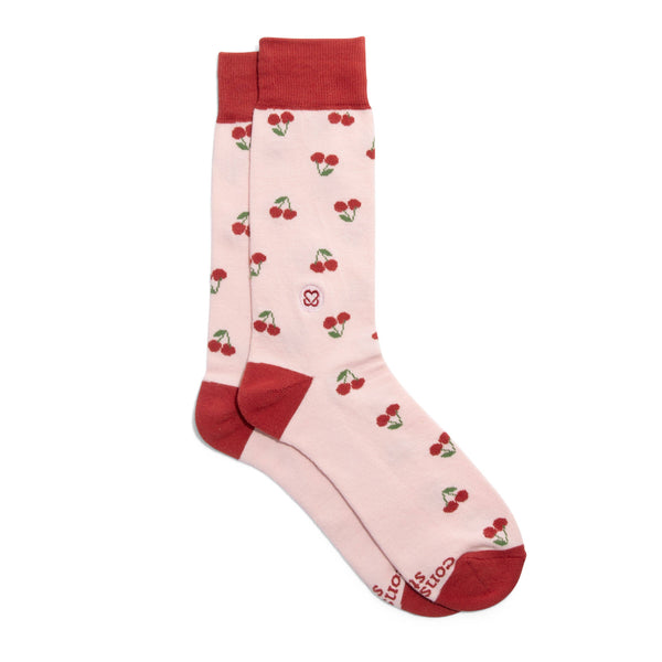 Socks that Support Self-Checks (Pink Cherries/ small)