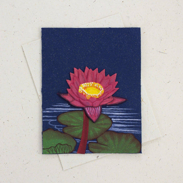 Lotus Flower Dark Blue Greeting Card