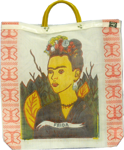 Frida Kahlo Recycled Large Tote Bag Mexico Mesh Printed