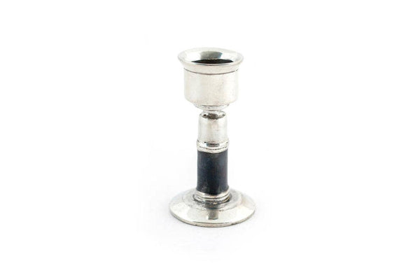 Pewter Taper Candle Holder - Silver Black Band