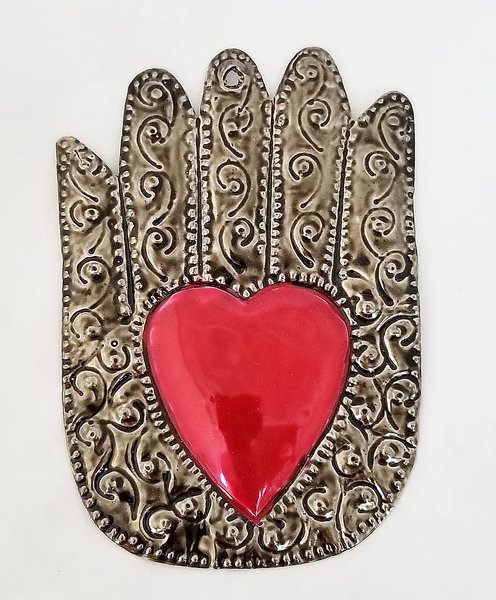 Tin Art Hand with Heart