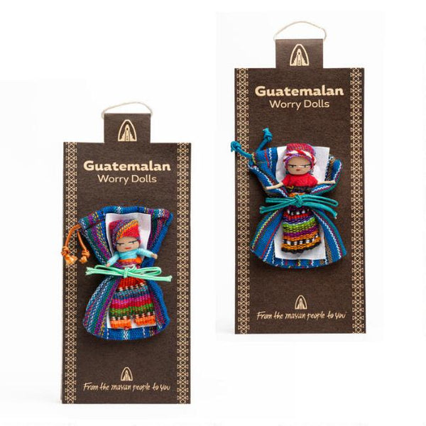 Guatemala Worry Dolls Set of 12 – 5.5 x 1cm Traditional Trouble Dolls with  Cute Storage Bag and Extra Keychain Doll – Fun Vibrant Colors – Woven