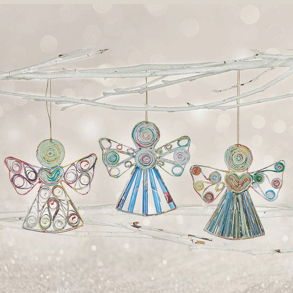 Quilled Angels Christmas Ornaments - Set of 3