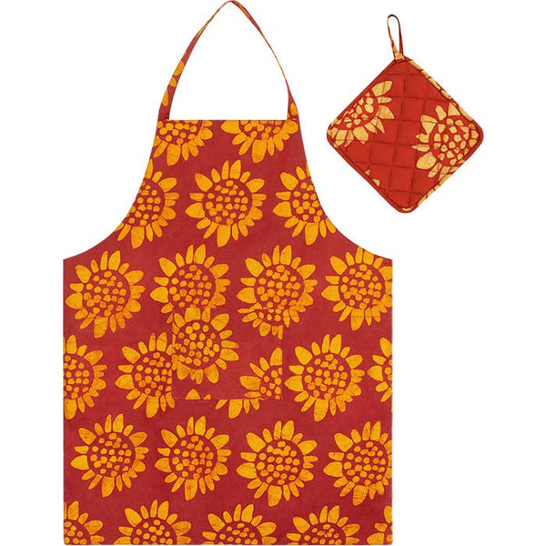 Apron Reversible: Sunflower - Red-Organic