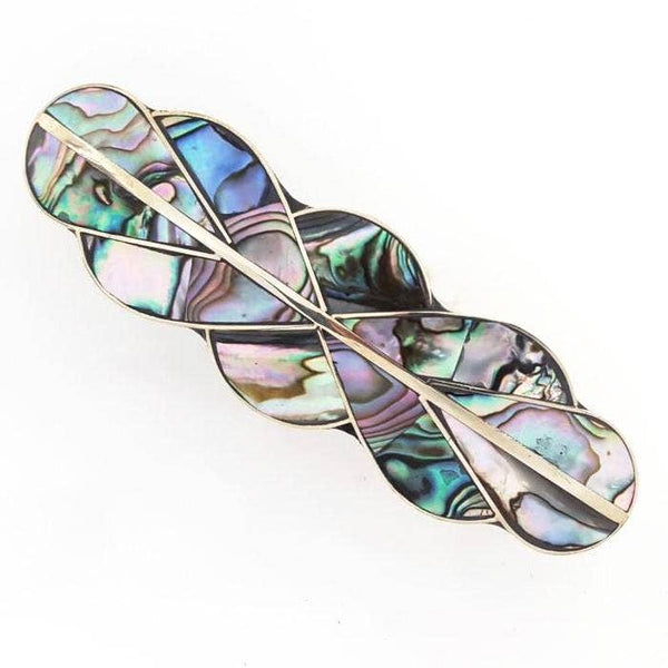 Blue Pacific Abalone & Mother-of-Pearl Hair Clip Barrettes