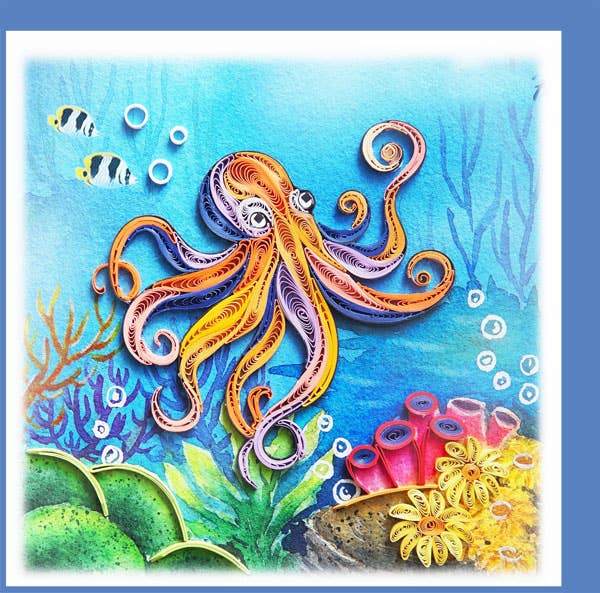Octopus,  Quilling Card, greeting card BC-56