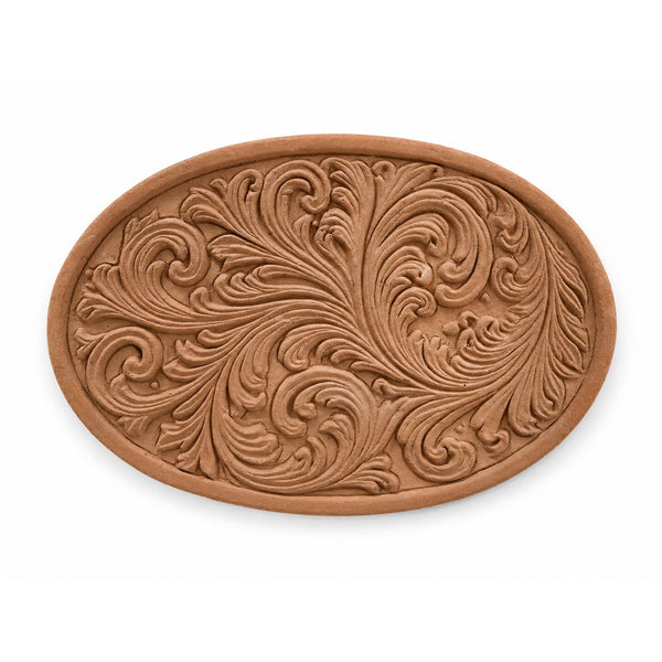 Bread Warmer Oval Scroll Lidded Brown