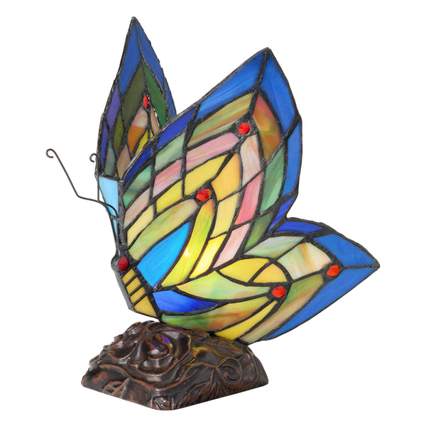 9.5"H Luella Red Butterfly Wings Stained Glass Accent Lamp