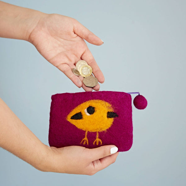 Felt Birdie Purse - Handmade Felt Purse - Fair Trade