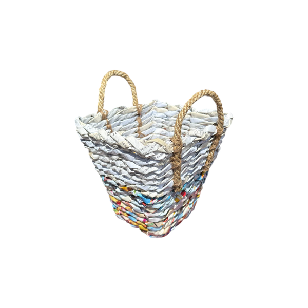 Multicolor Woven Basket - Recycled Paper