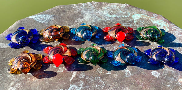 Glass Turtle Sitter Miniature Collectible Figurine - Large