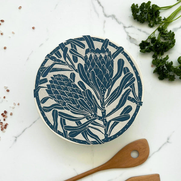 Dish and Bowl Cover Medium Protea Print | handy everyday