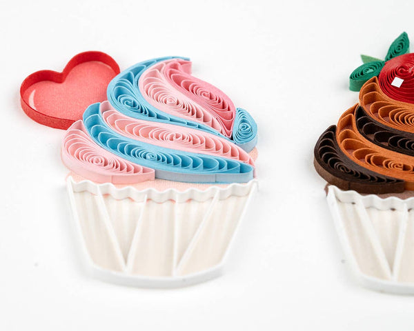 Quilled Cupcake Trio Birthday Card | Handmade Birthday Card
