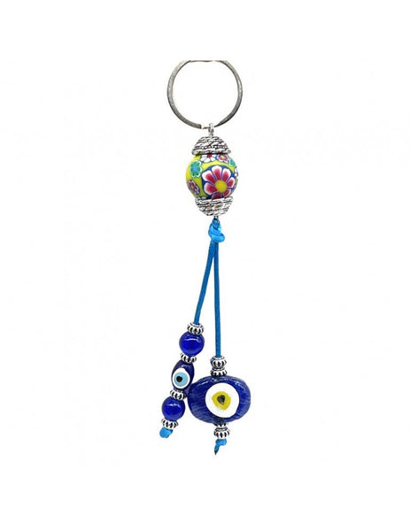 Handmade Glass Green Bead Keychain - Lucky Eye