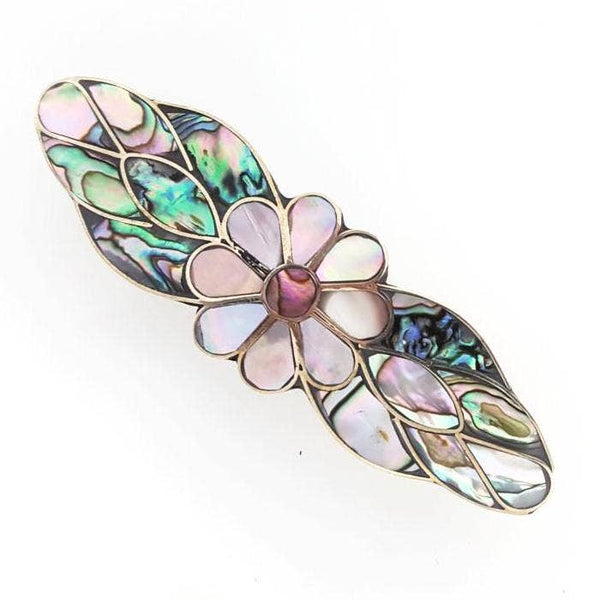 Blue Pacific Abalone & Mother-of-Pearl Hair Clip Barrettes