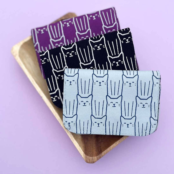 Cotton Canvas Cardholders - Cat Prints - Small Wallet