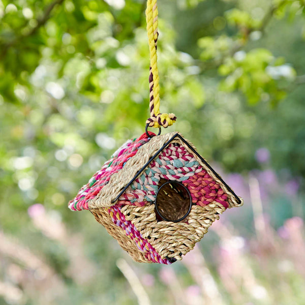 Diamond Recycled Cotton Birdhouse - Handmade