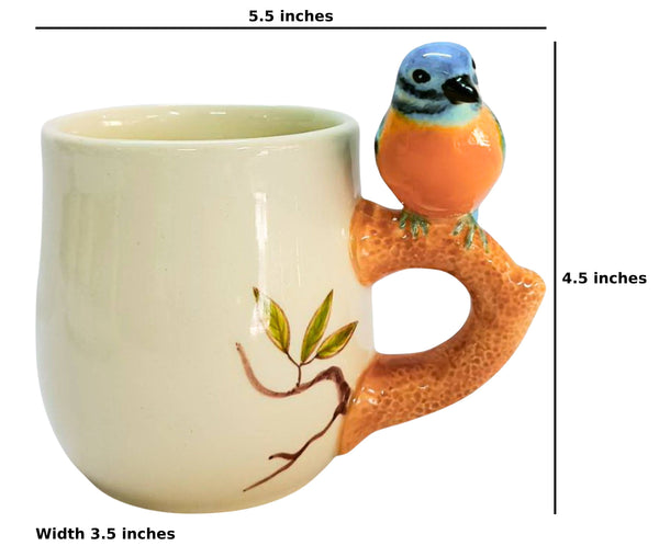 Blue bird on branch mug 10 oz