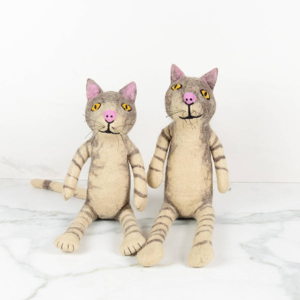 Toys - Sitting Cat - Gray and White Stripe