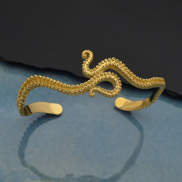 Sterling Silver or Bronze Octopus Tentacle Cuff Bracelet