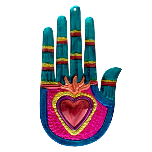 Hand Heart Tin Ornament