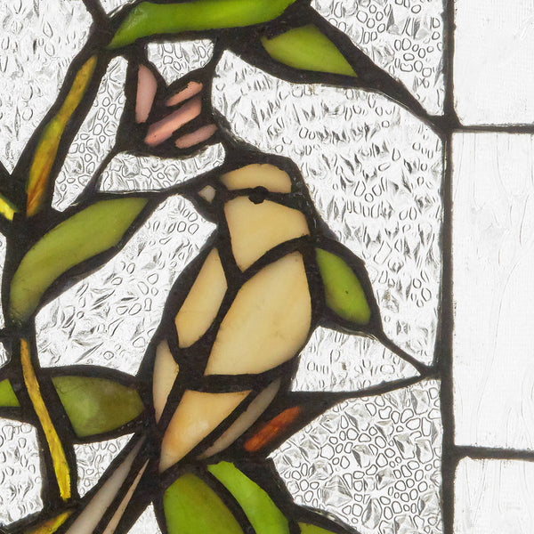 14"H Birds in a Lemon Tree Stained Glass Window Panel