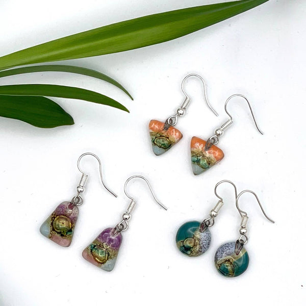 Mini Glass Earrings -not long, tall, nor rectangle