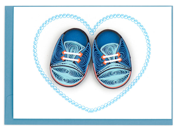 Blue Baby Booties Gift Enclosure Mini Card