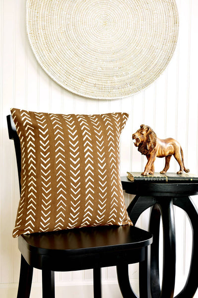 Mudcloth Brown Arrow Print Cotton Pillow Cover