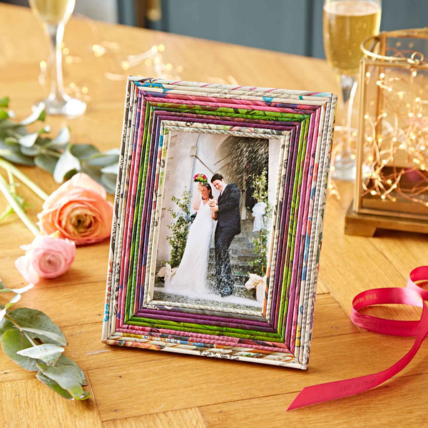 Recycled Newspaper Photo Frame - 4 x 6 Picture Frame