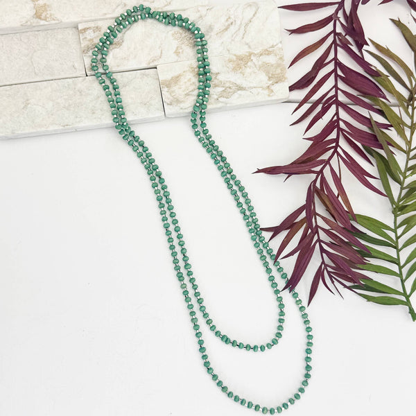 Sachi Long Wood Bead Necklace - Sea Green