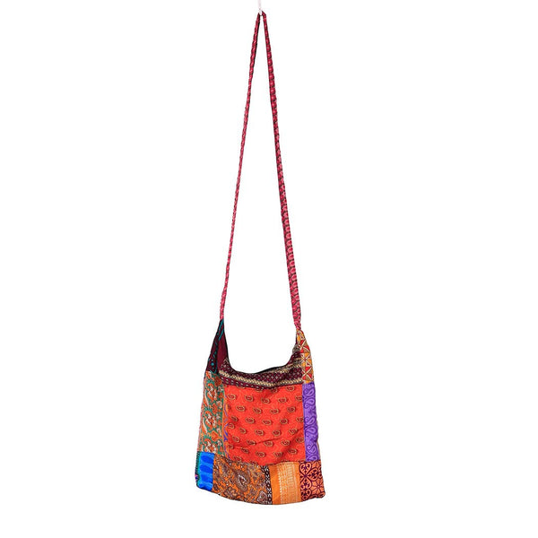 Reclaimed Patchwork Sari Zip Top Shoulder Bag