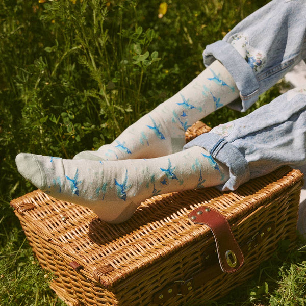 Socks that Protect Pollinators -Beige Hummingbirds/Small