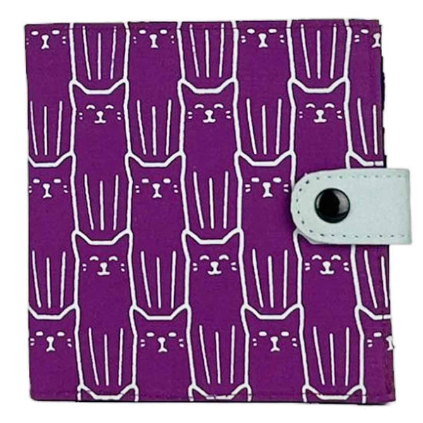 Slim Canvas Square Wallet - Cute Cat Print - Vegan Wallet