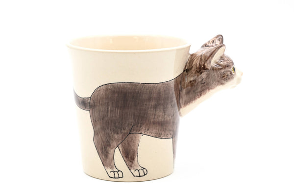 Gray and White cat Mug - 10 Oz