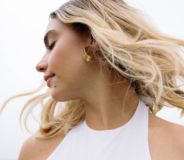 Sitara Starry Studded Round Hoop Earrings - Gold