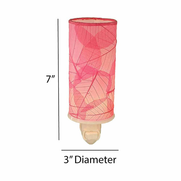 Cylinder Nightlight Pink, Shade Made of Cocoa Leaves