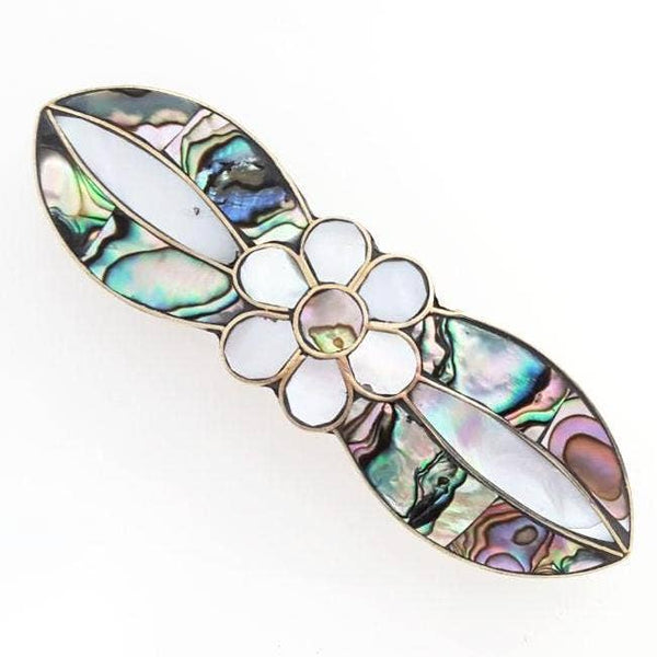 Blue Pacific Abalone & Mother-of-Pearl Hair Clip Barrettes