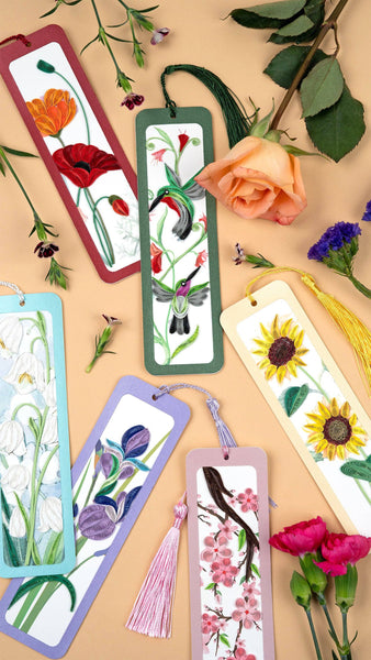 Handmade Quilled Paper Irises Bookmark