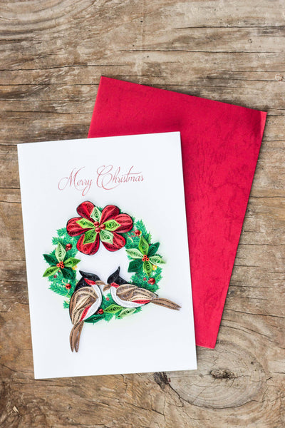 Christmas Birds with Wreath