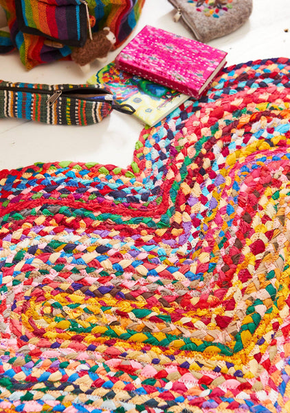 Recycled Cotton Braided Heart Shaped Rug, 90 X 60cm