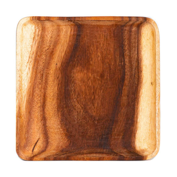 Square Acacia Wood Salad Plate