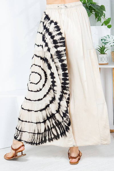 Beige & Black dyed pattern pants